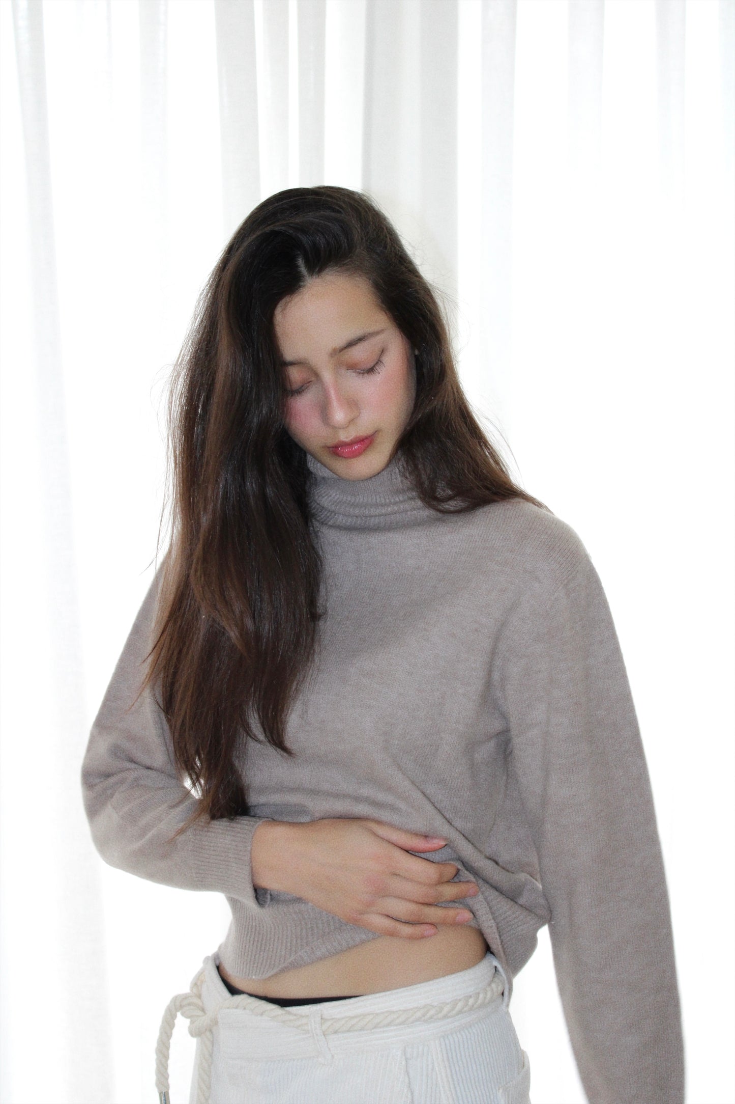 The Hideaway Turtleneck in Beige
