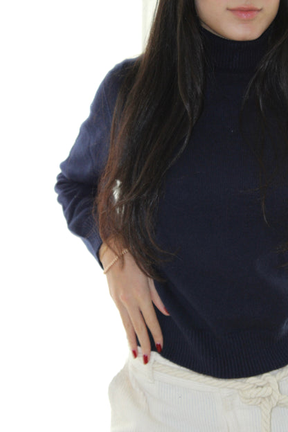 The Hideaway Turtleneck in Navy