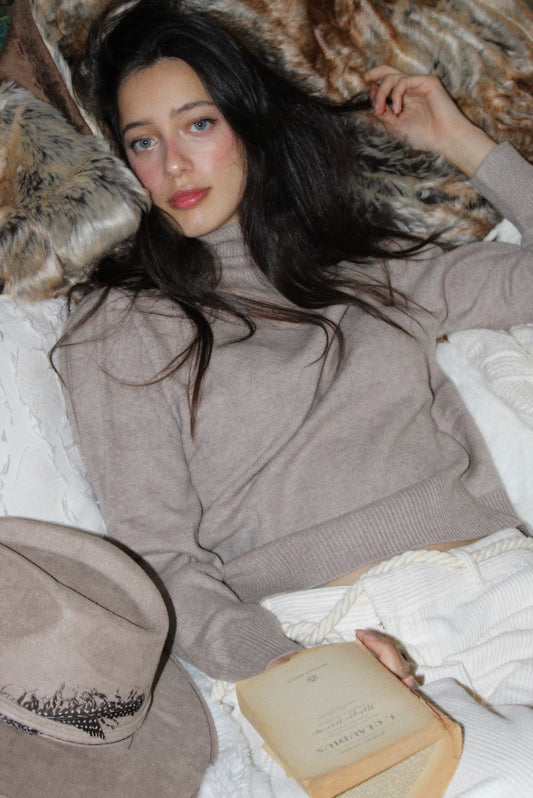 The Hideaway Turtleneck in Beige