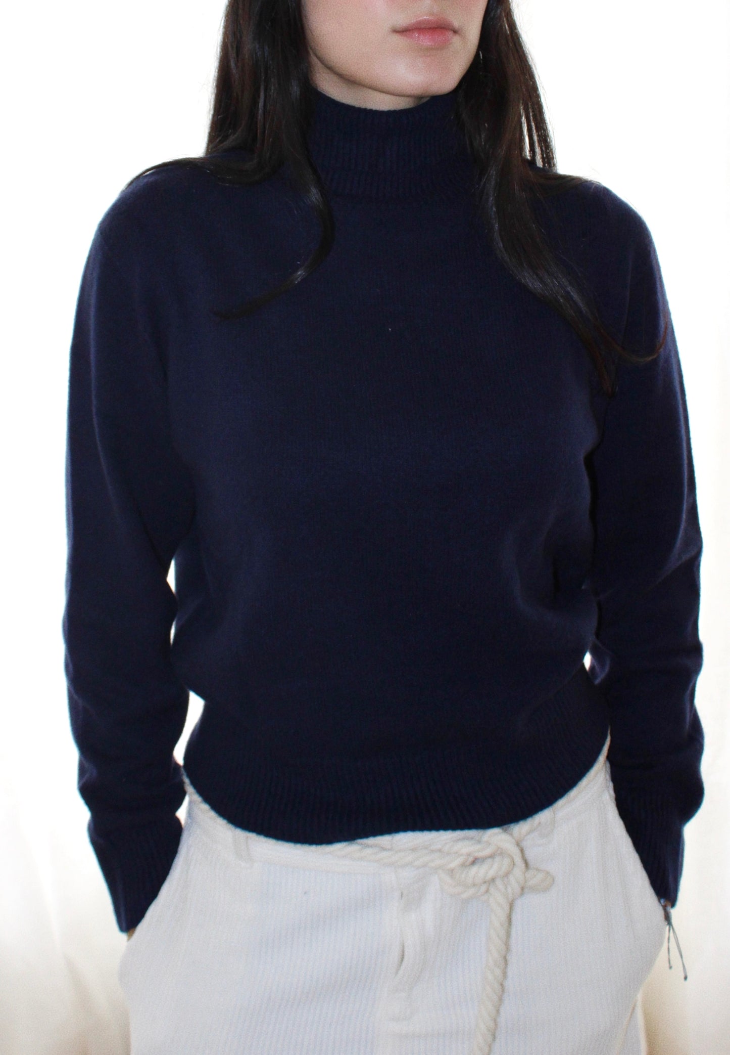 The Hideaway Turtleneck in Navy